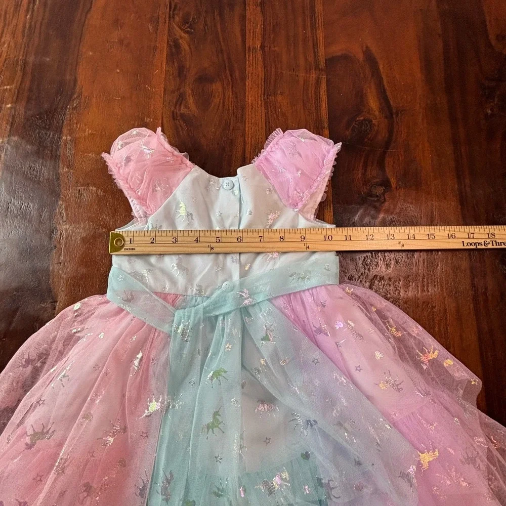 Jona Michelle Kids 2T Pastel‎ Rainbow Unicorn Tulle Party Dress CO7324 Pink Blue